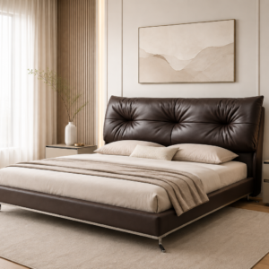 euro king real leather bed – item #s15