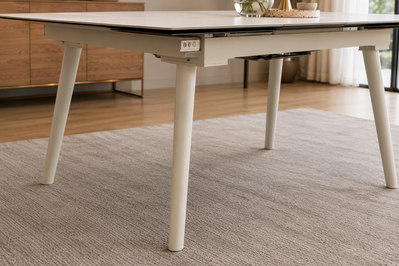 beige extendable dining table – item #dt616 beige extendable dining table – item #dt616