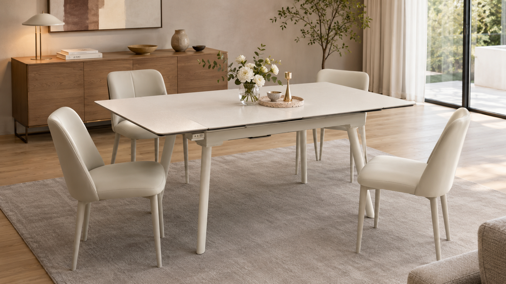 beige extendable dining table – item #dt616 beige extendable dining table – item #dt616