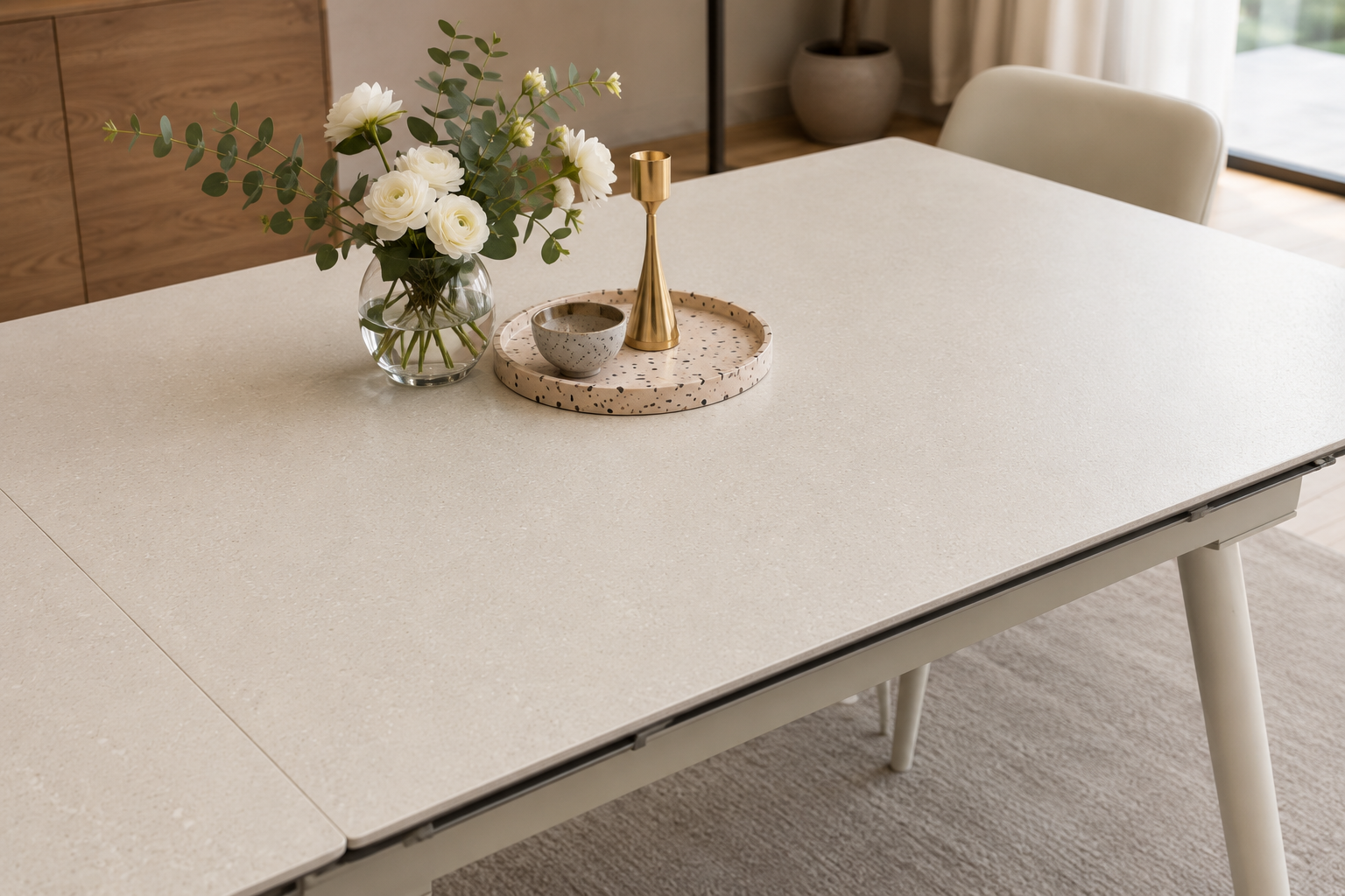 beige extendable dining table – item #dt616 beige extendable dining table – item #dt616