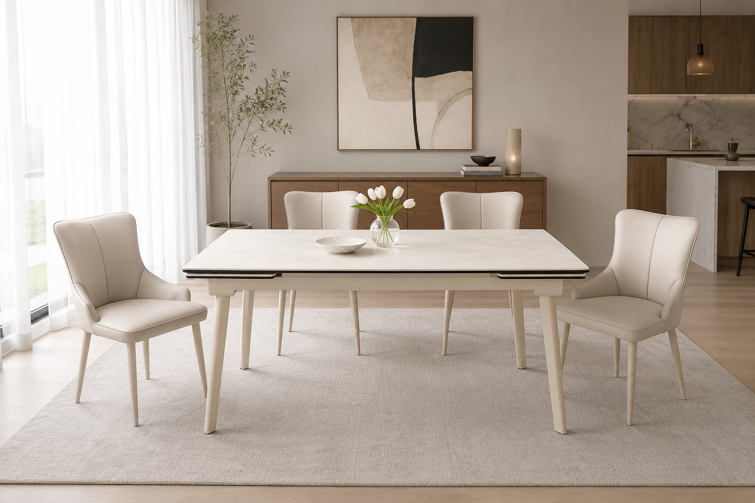 beige extendable dining table – item #dt616 beige extendable dining table – item #dt616