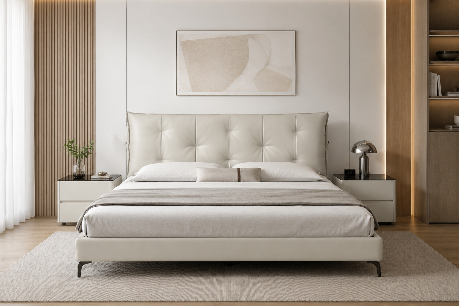 king real leather platform bed with solid wood frame – item #q207 king real leather platform bed with solid wood frame – item #q207