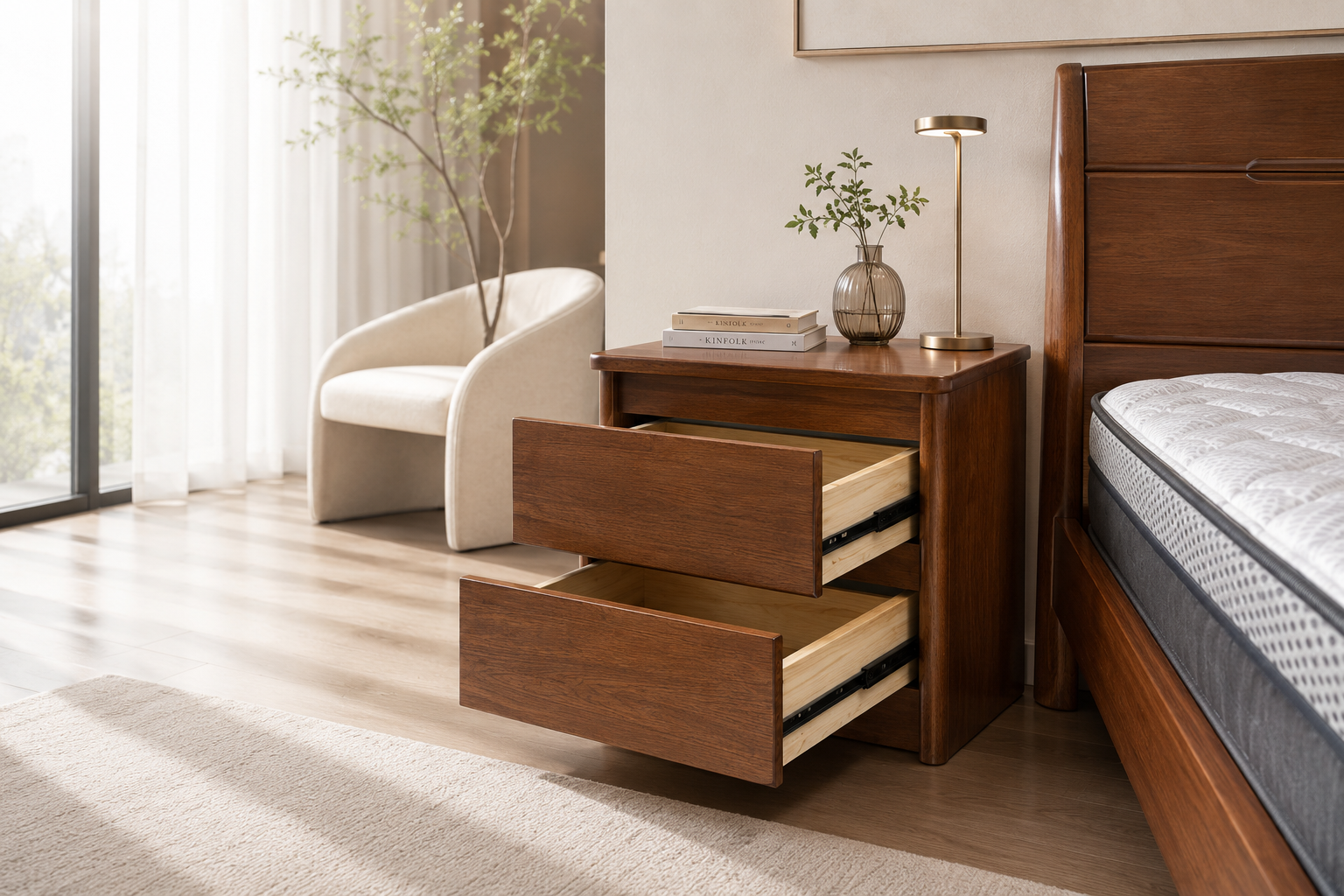 walnut solid wood night table item #106b walnut solid wood night table item #106b