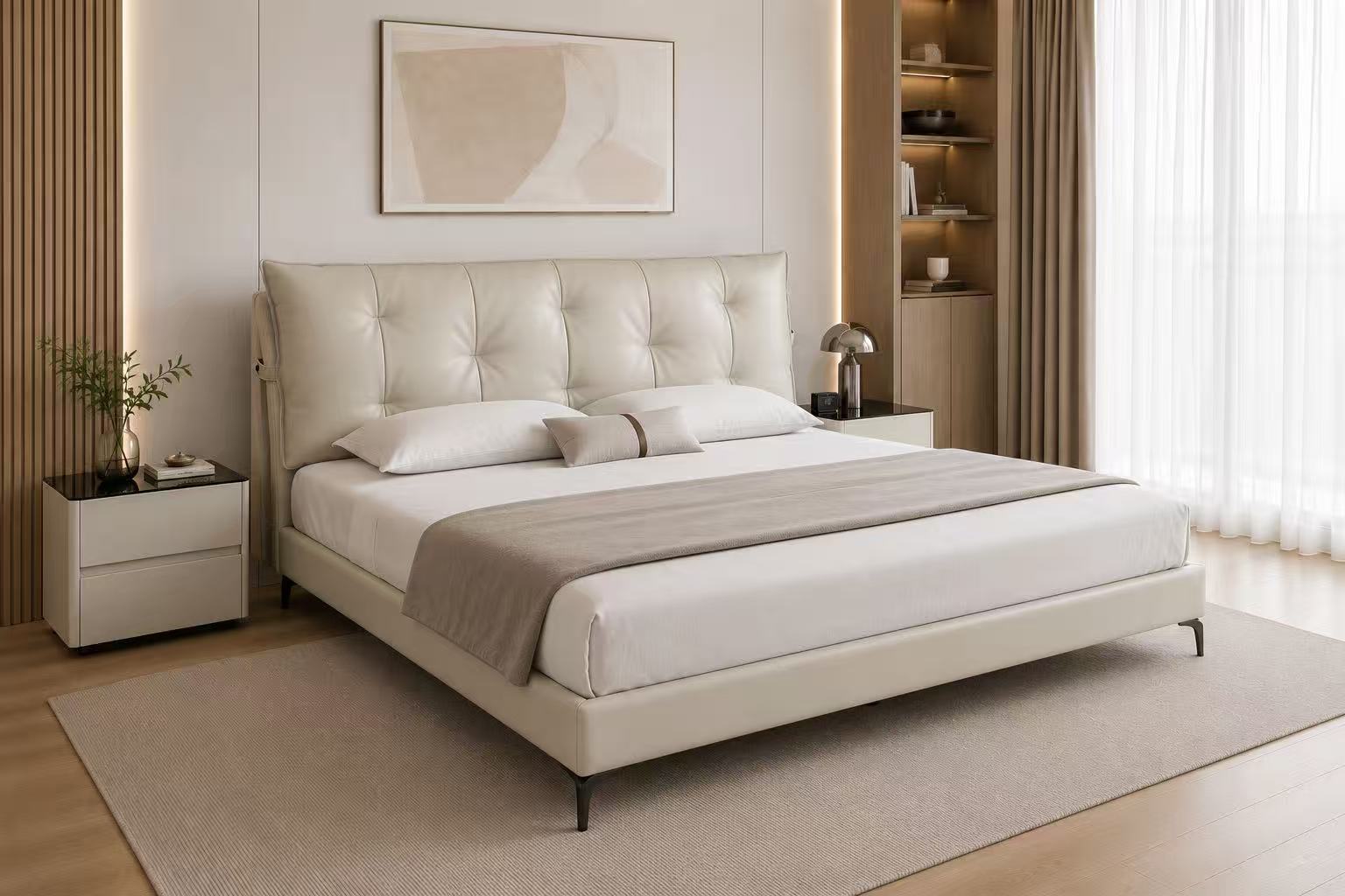 king real leather platform bed – item #q207 king real leather platform bed – item #q207