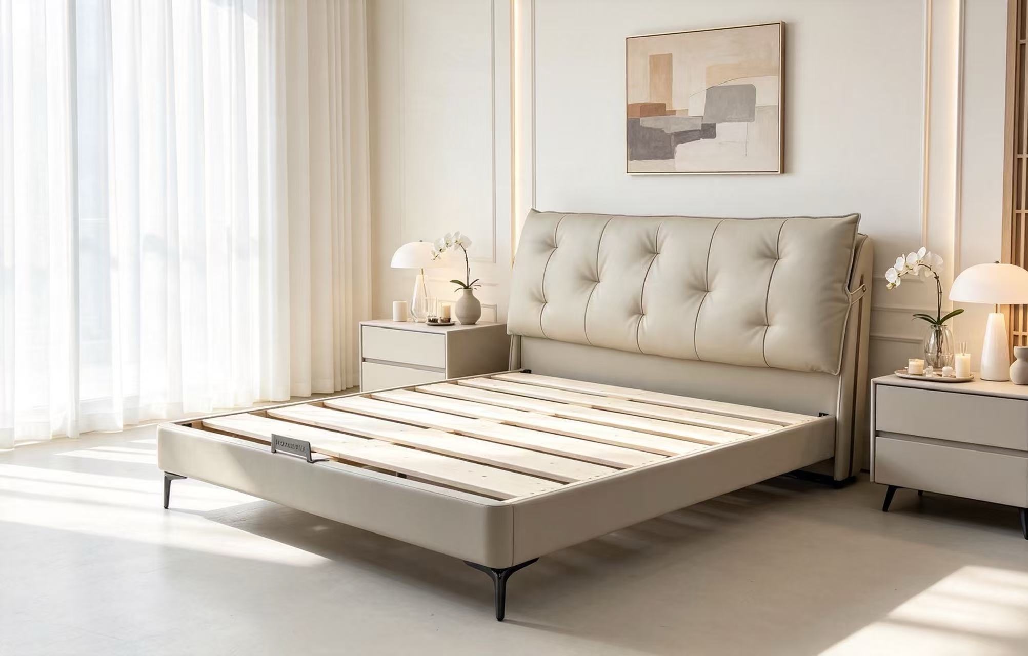 king real leather platform bed – item #q207 king real leather platform bed – item #q207